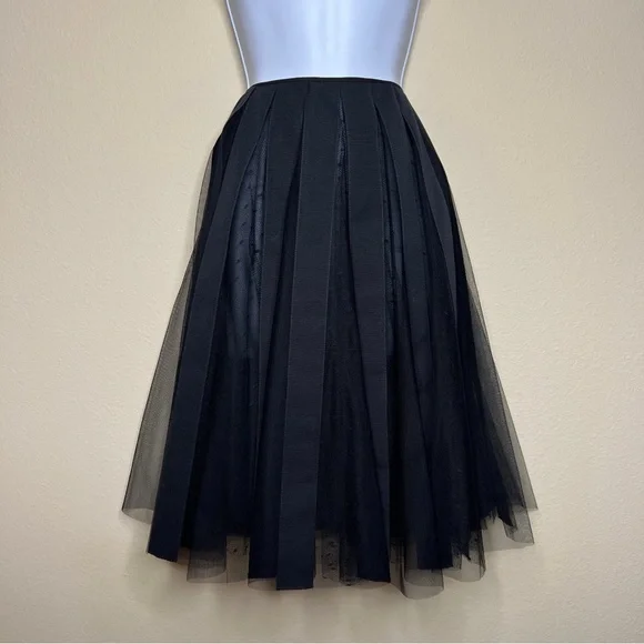 RED VALENTINO Black Vertical Mesh Stripe Skirt - Sz US 0 / IT 38 / XS - Picture 8 of 11